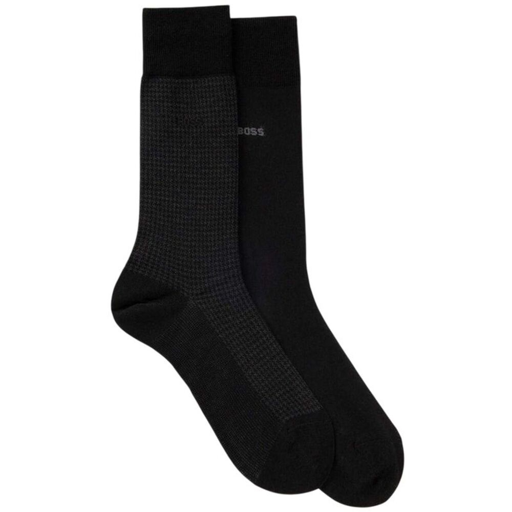 Boss Mens Houndstooth Crew Socks (Pack of 2) / Black